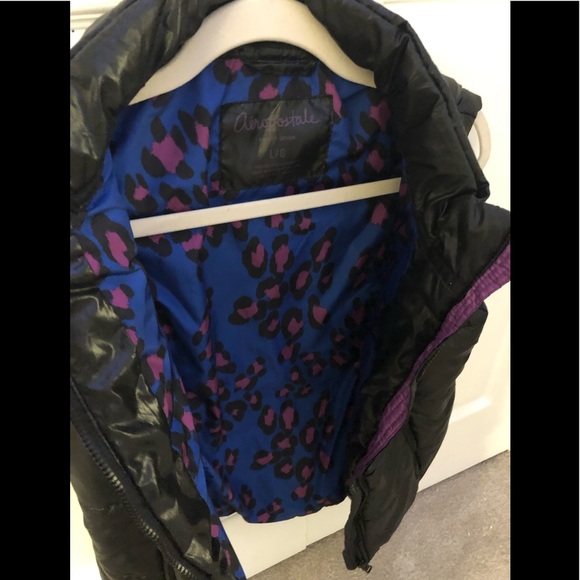 Aeropostale Black Puffer Zip Vest with print liner - Picture 2 of 6